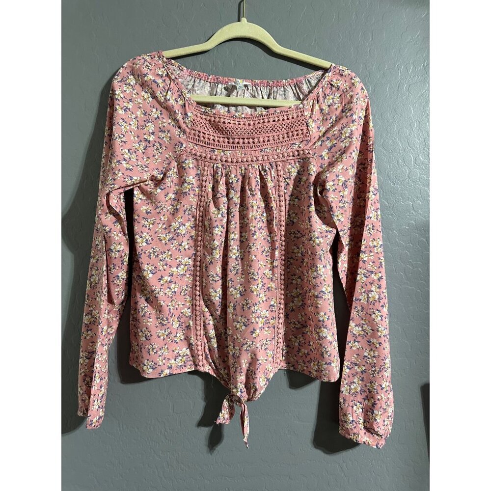 Love Glam Girl Long Sleeve Floral Top Size XL NWOT